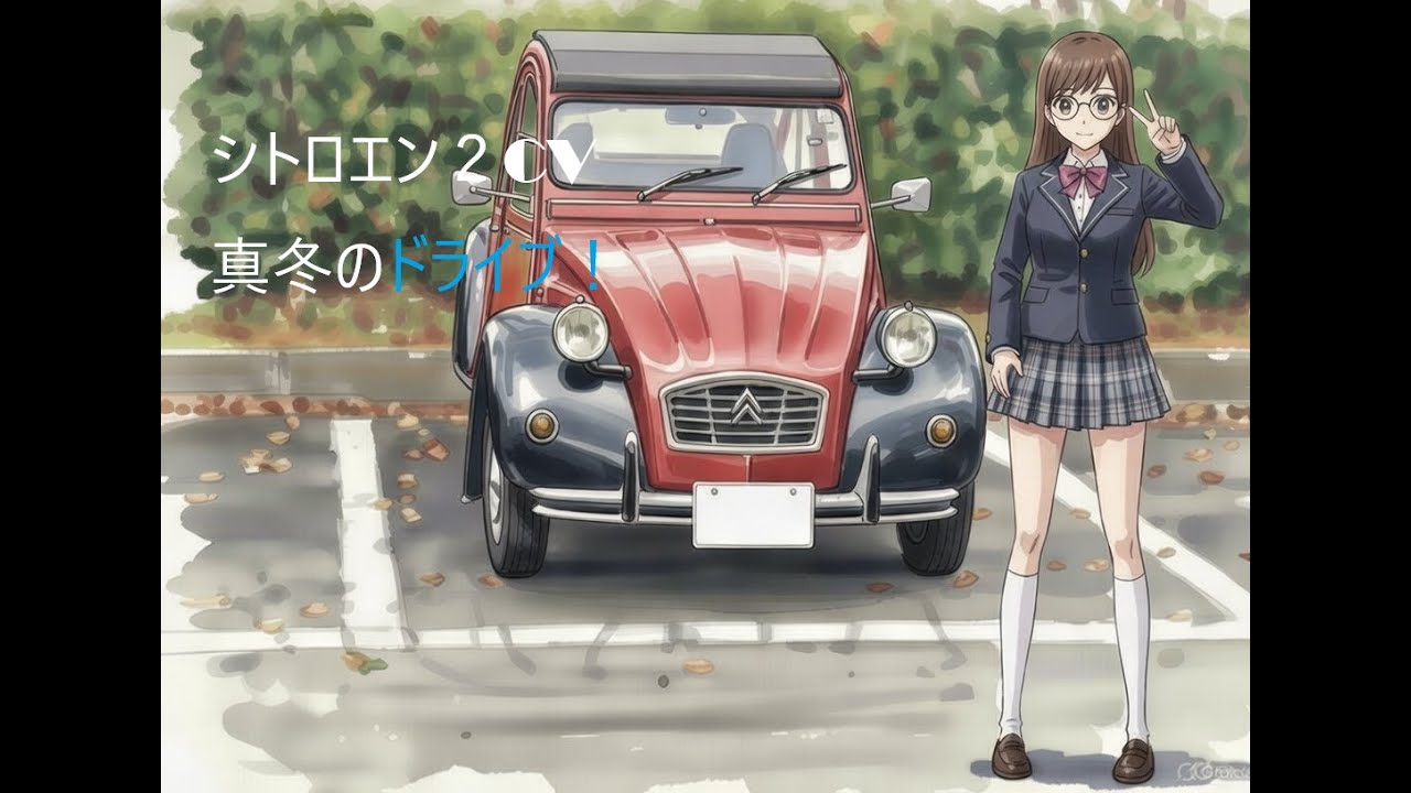 真冬の２CVドライブ。