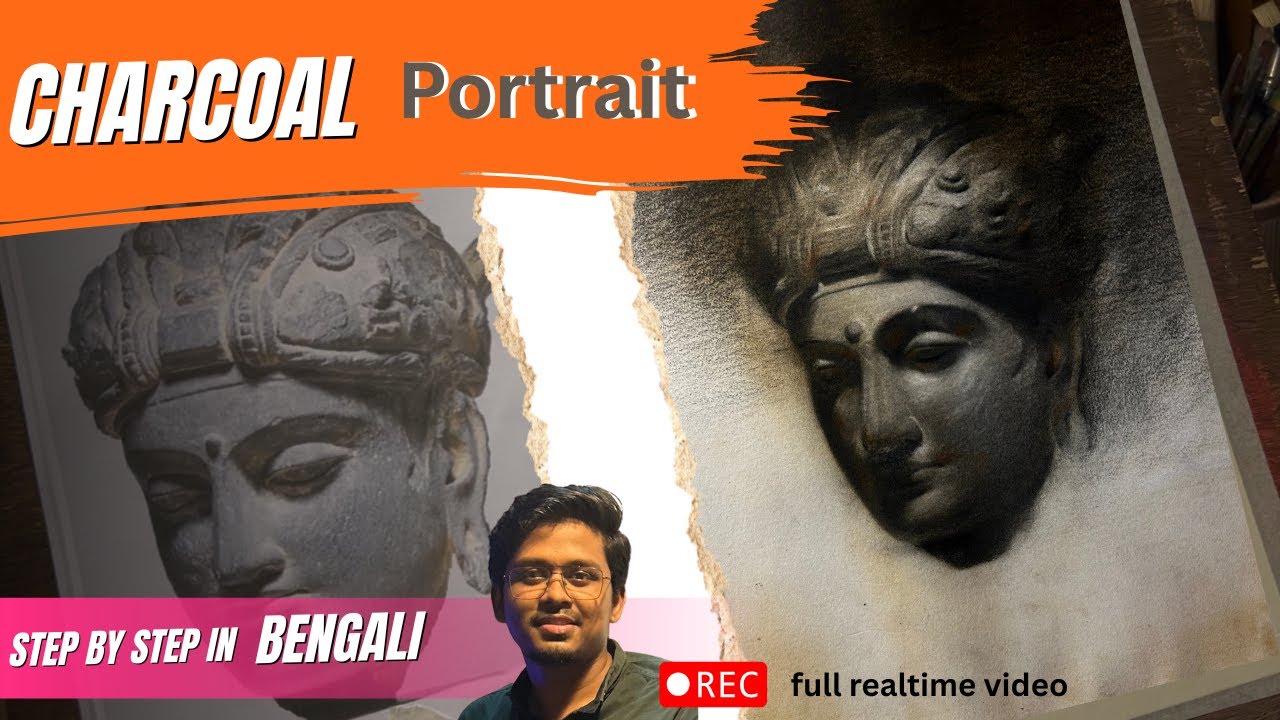 charcoal painting / basic step of charcoal / buddha / surajit art work