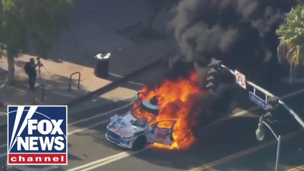 ‘UNLAWFUL ASSEMBLY’: Cars set on fire in LA as anti-ICE protests continue for 3rd straight day