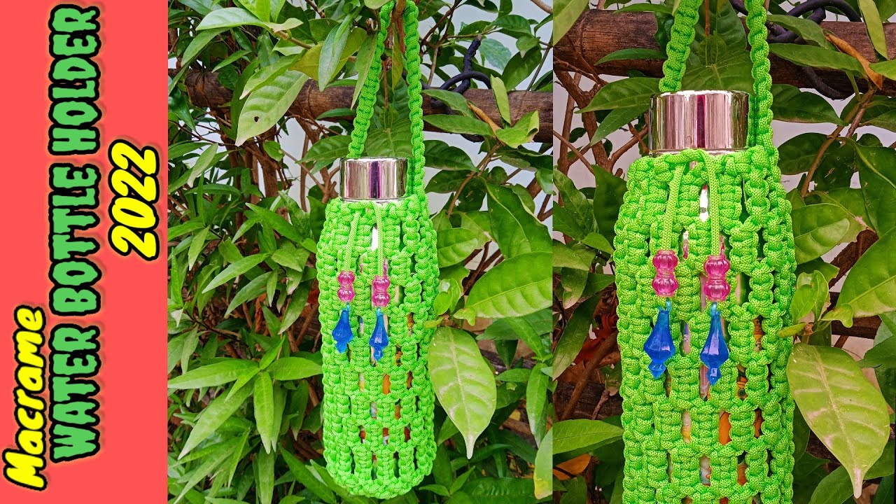 Macrame Water Bottle Holder 2022 Tutorial | DIY Macrame Tubler Bag | #muskaanmacramearts