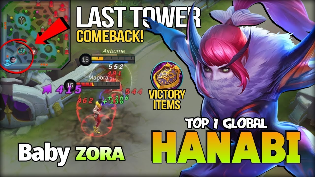Protect Last Tower for True Comeback!! ᴢᴏʀᴀ Top 1 Global Hanabi - Mobile Legends