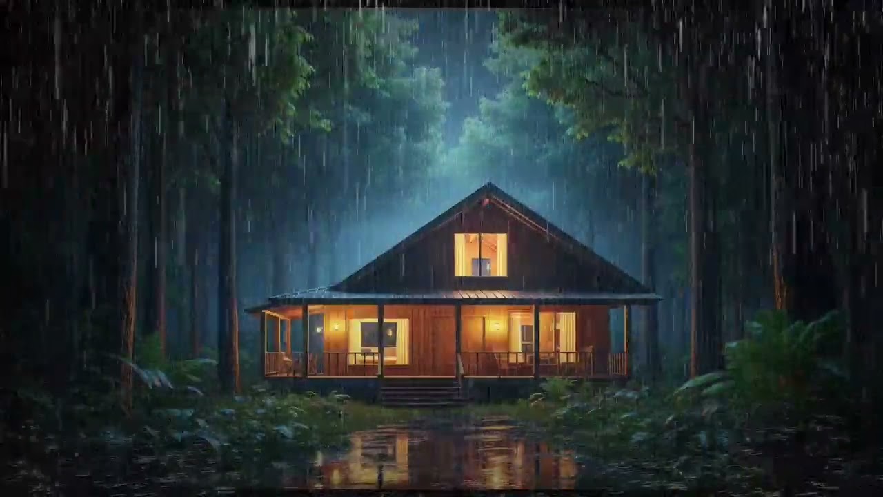 Rain Sounds in a Forest Cabin 🌲 (No Ads) | Deep Sleep, Relaxing Ambience & Focus