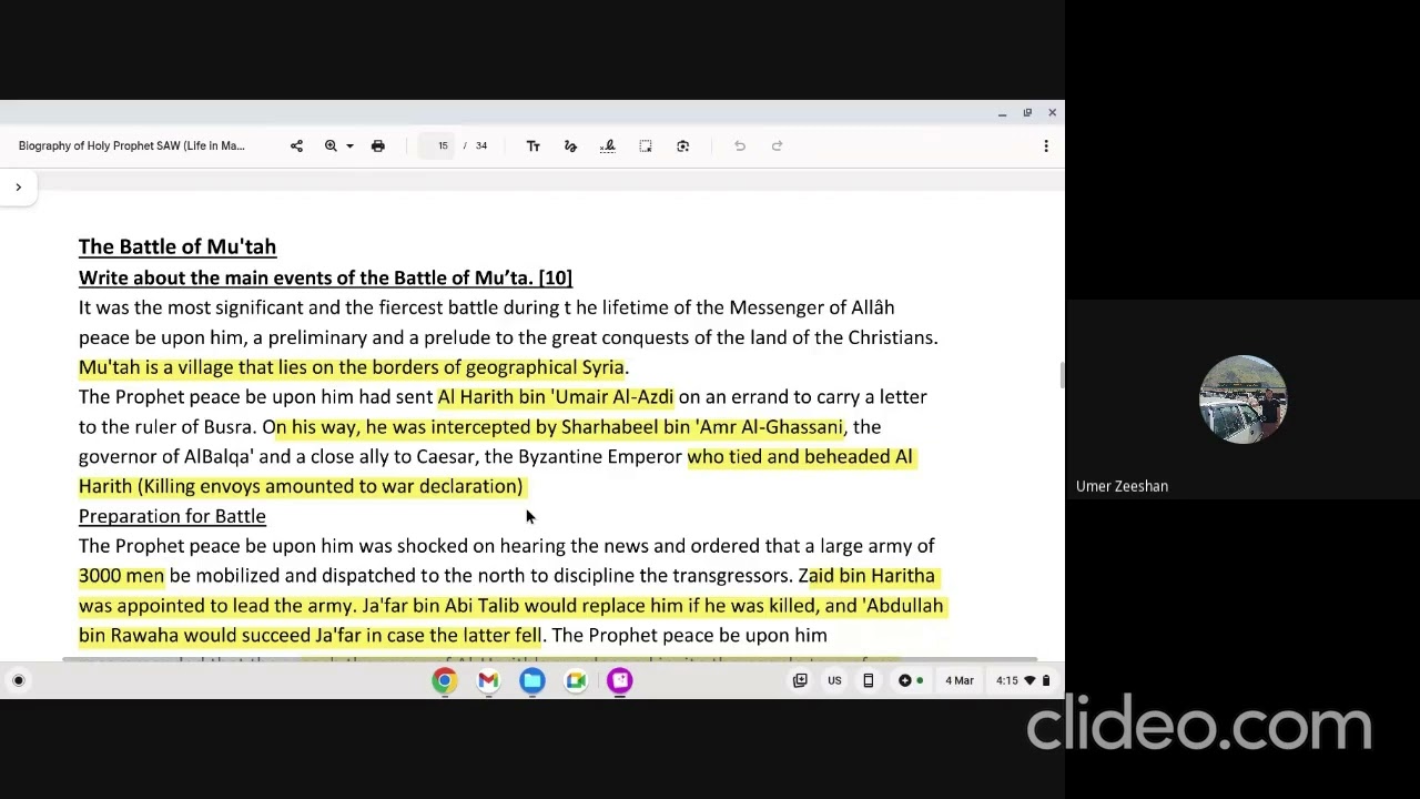 Life in Madinah part 2 Revision class 4 March 2026