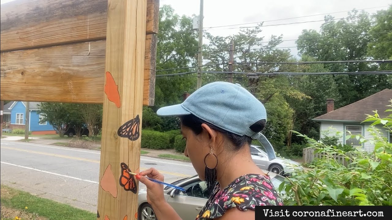 Painting Local Garden Entrance with Monarchs Vlog