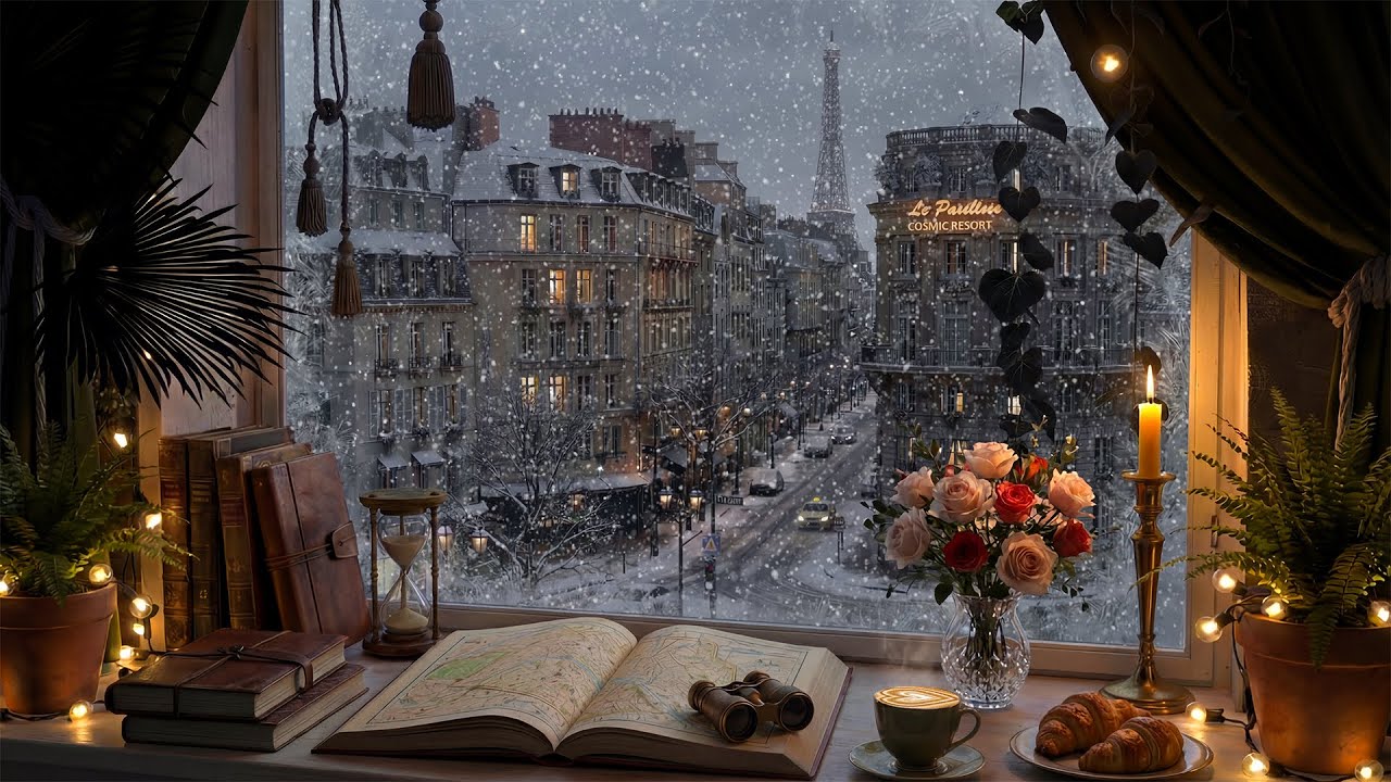 Beautiful Winter Coffee Shop ❄️ Gentle Jazz Piano & Warm Ambience for Focus and Study