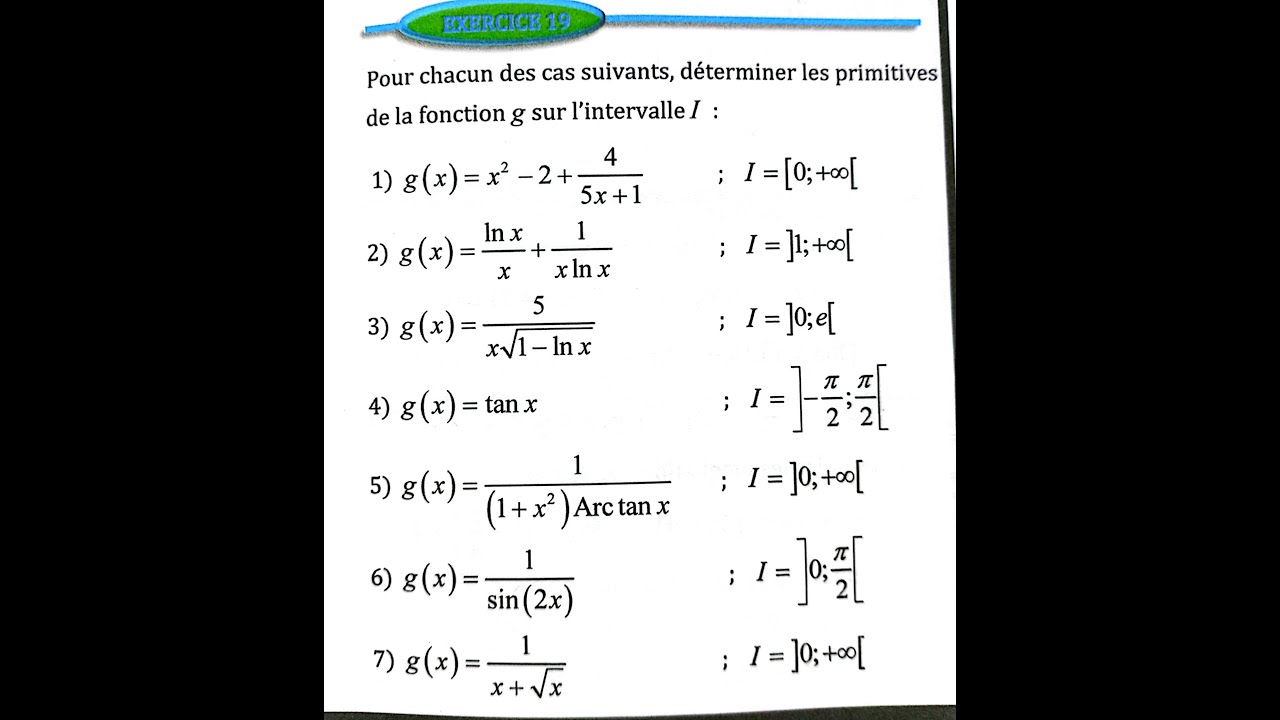 Fonctions logarithmes 2 bac SM Ex 18 et 19  page 191 Almoufid