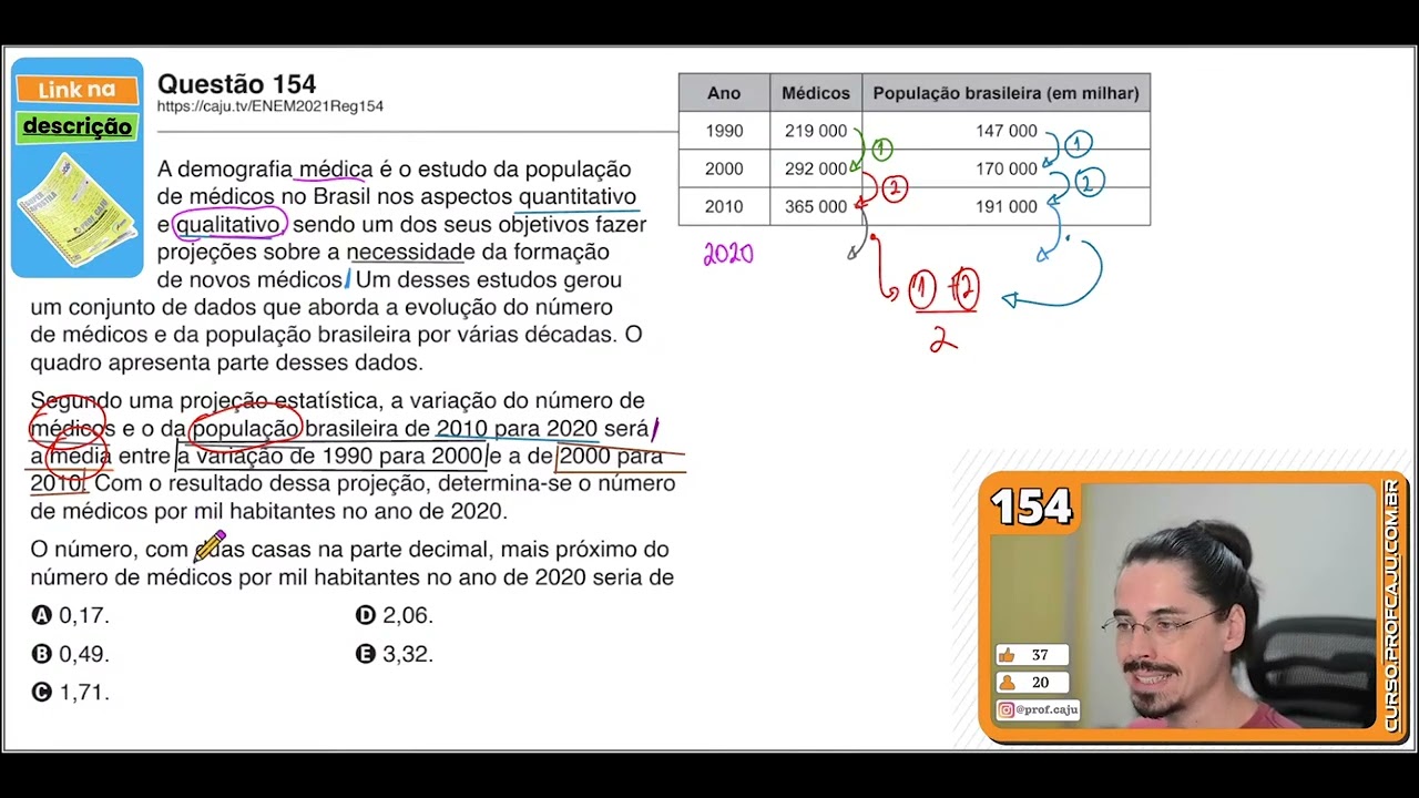 [ENEM 2021] 154 📘 --- A demografia médica é o estudo da população de médicos no Brasil nos aspectos