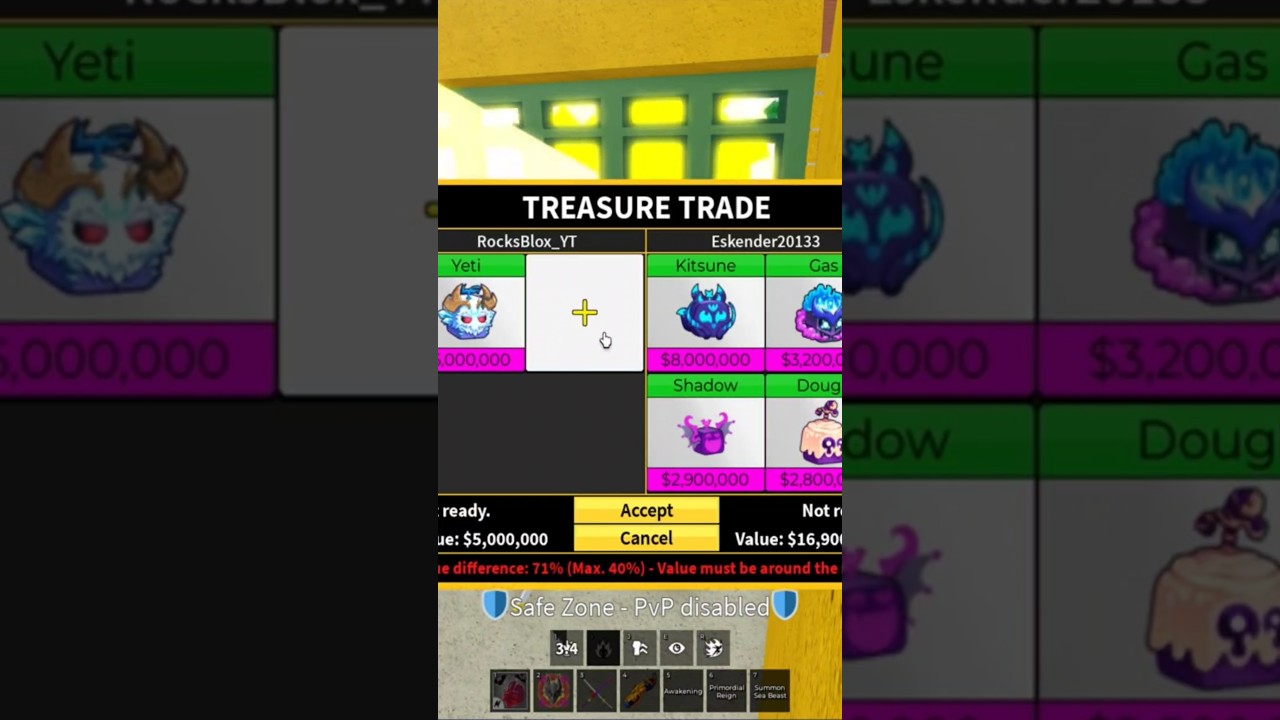 Blox fruits trade yeti for kitsune #bloxfruits #viral #shorts