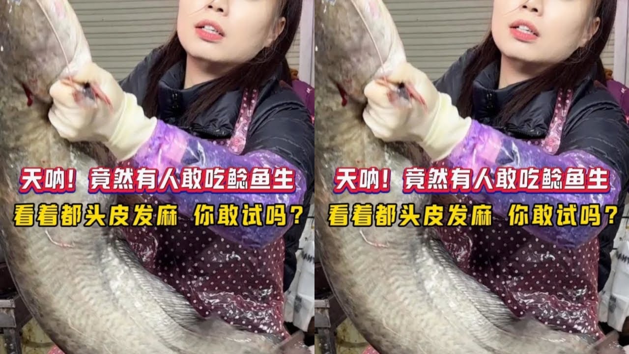 天呐！竟然有人敢吃鲶鱼生，看着都头皮发麻，你敢试吗？