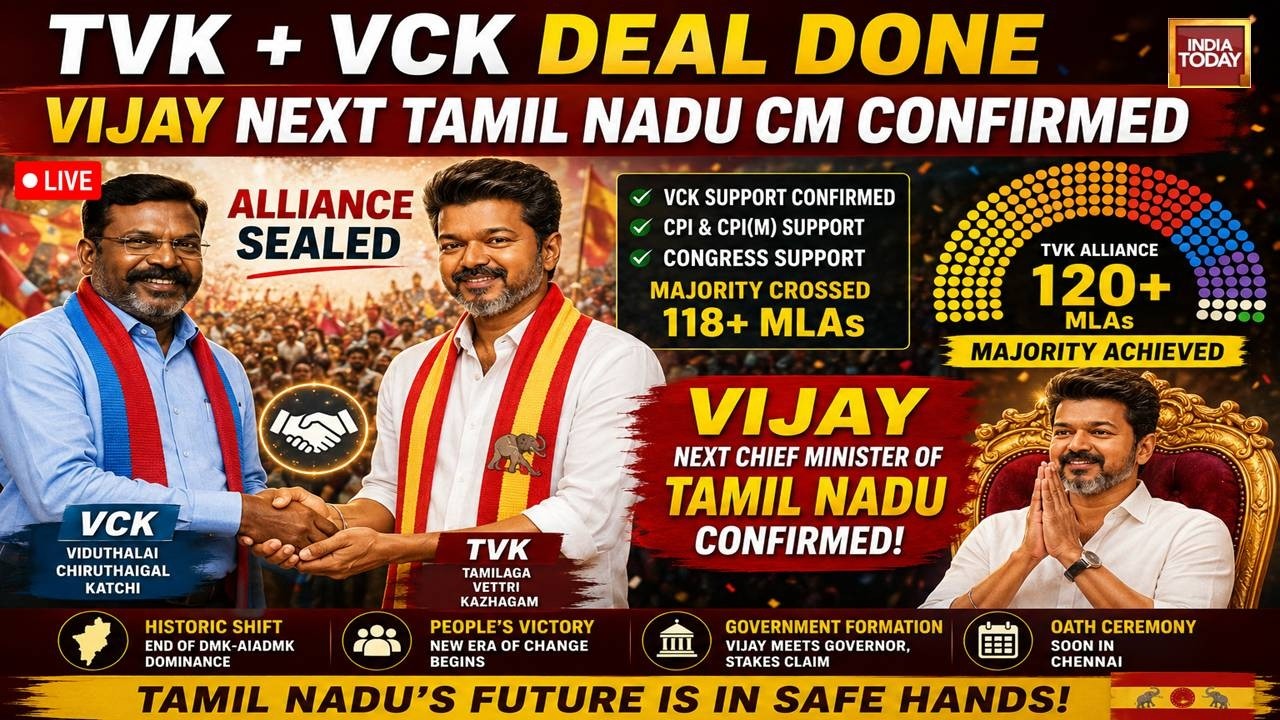 Tamil Nadu Government News LIVE: TVK Crosses Majority Mark With VCK & IUML Support | Vijay CM News