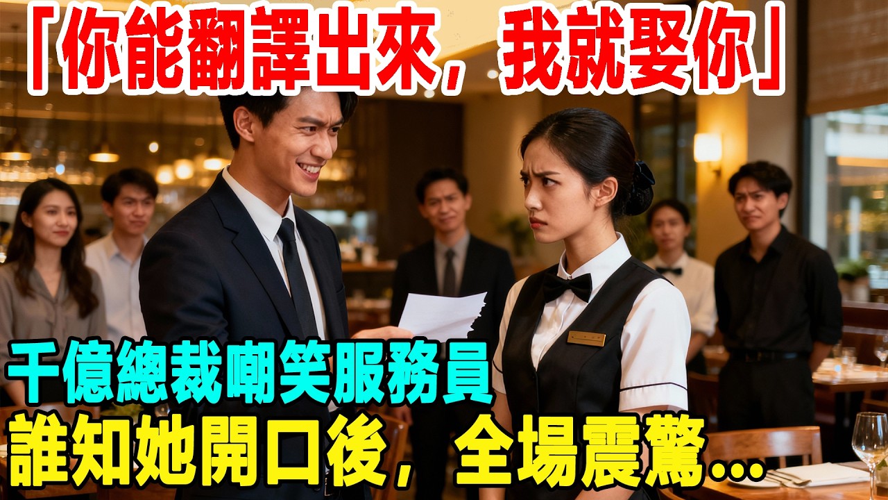 「你能翻譯出來，我就娶你」千億總裁嘲笑服務員，誰知她開口後，全場震驚…