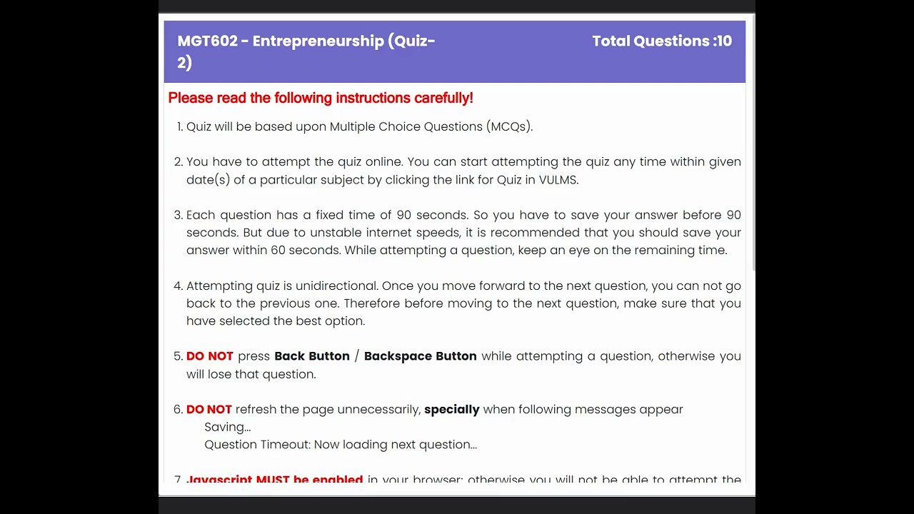 MGT602 Quiz 2 Solution || MGT602 - Entrepreneurship || Spring 2024