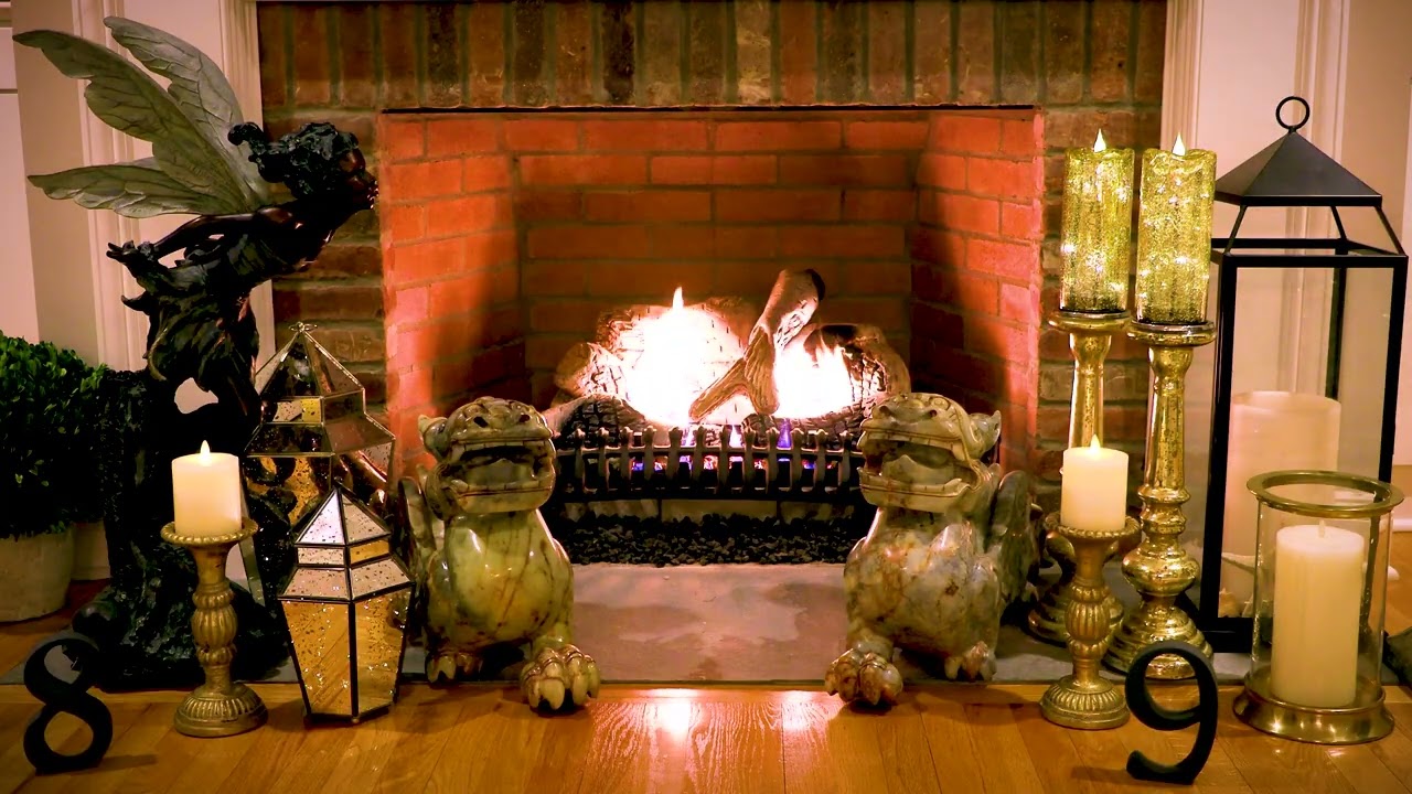 Cozy Fireplace Ambience | Warm Firelight, Rustic Decor & Wind Chime Sounds