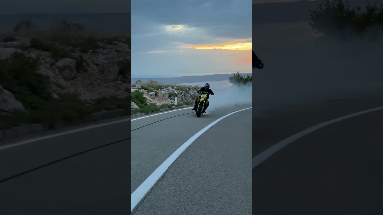 1000cc supermoto on closed mountain road