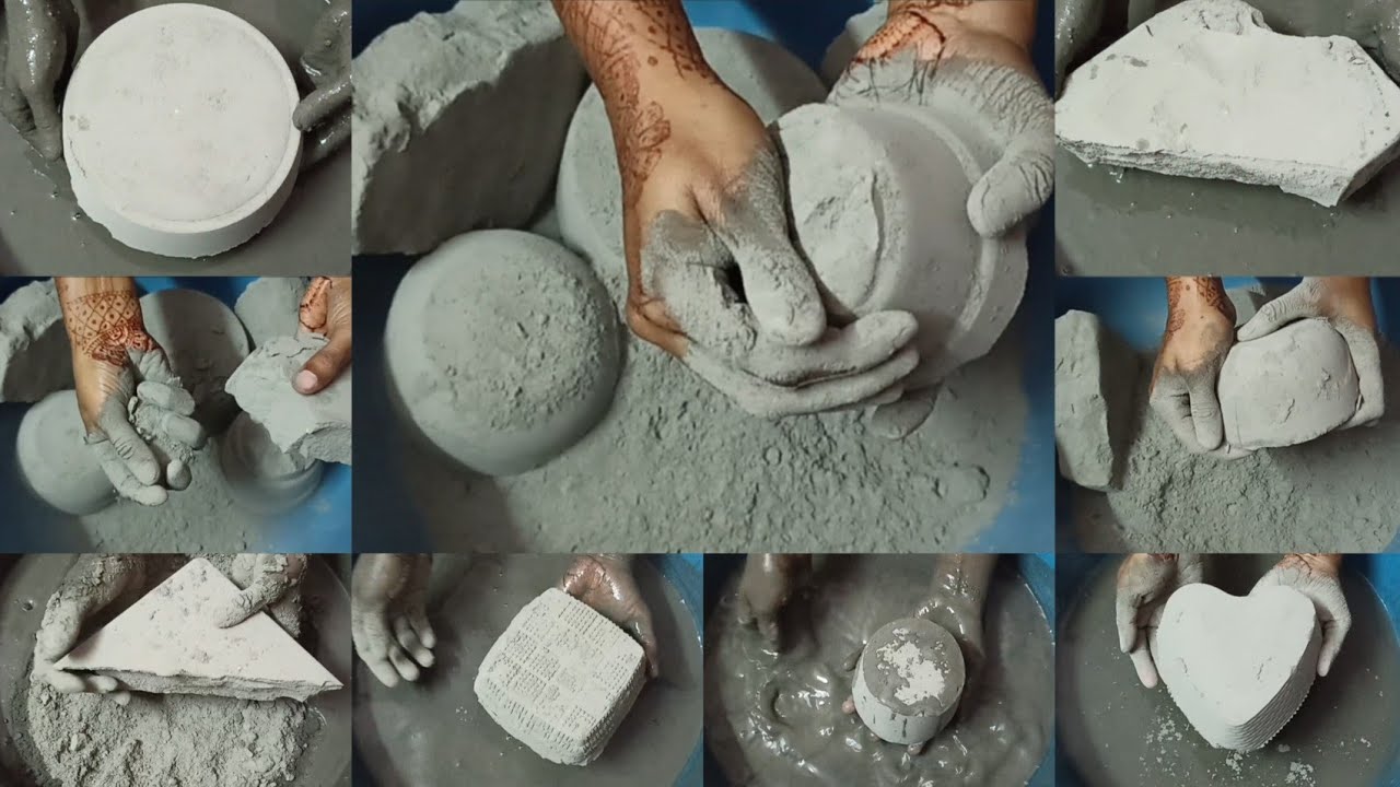 7K Celebration🎊🥳Video 3/6 || Most Requested Fresh Pure Cement Shapes Dry+💦Crumbling ASMR #1144
