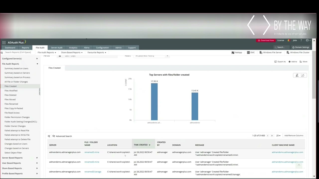 [tuto BTW] AD Audit Plus de Manage Engine : les serveurs de fichiers