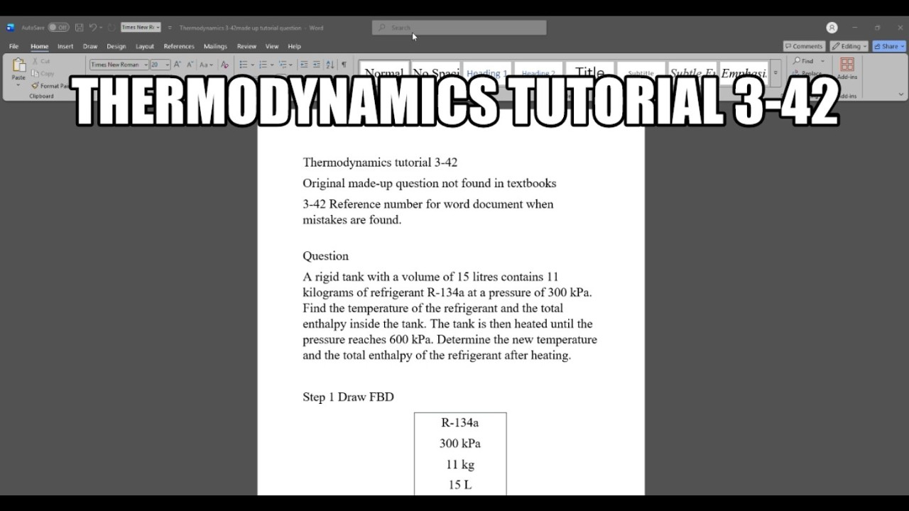 Thermodynamics made up question 3-42 A rigid tank with a volume of 15 litres contains 11 kilograms
