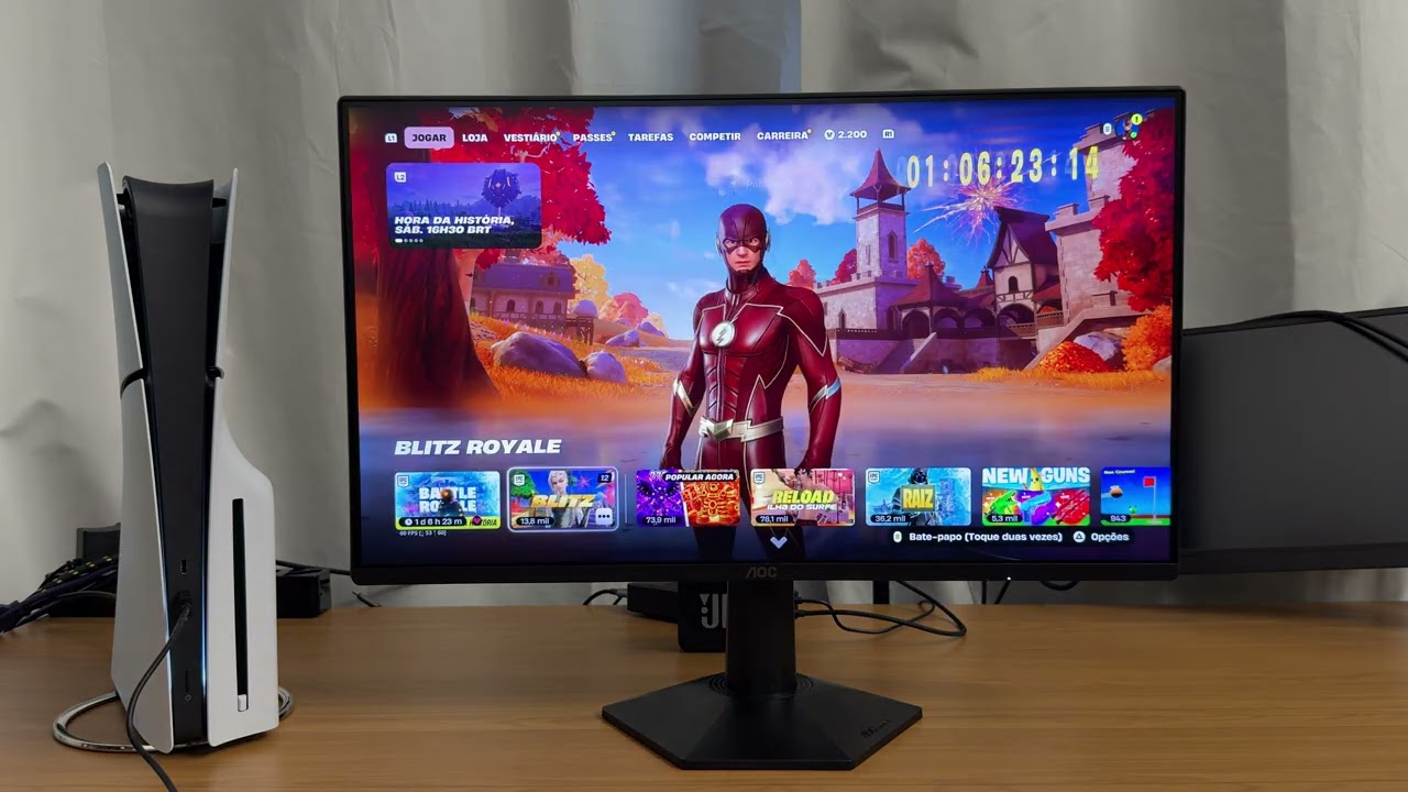 FORTNITE NO PS5 SLIM EM UM MONITOR 144Hz! TESTEI O AOC AGON G50 24
