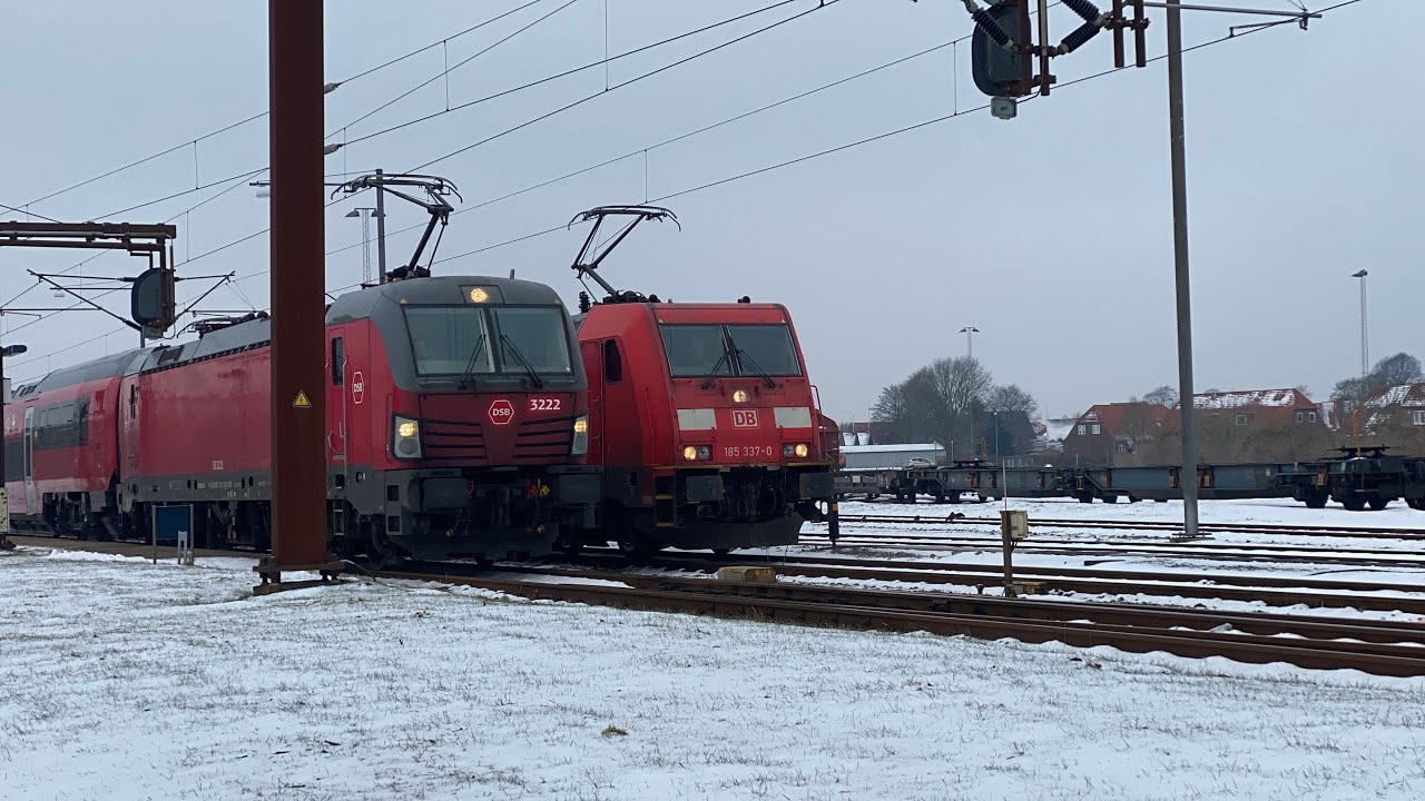 Tog i Padborg og Tinglev på en snevejrs dag