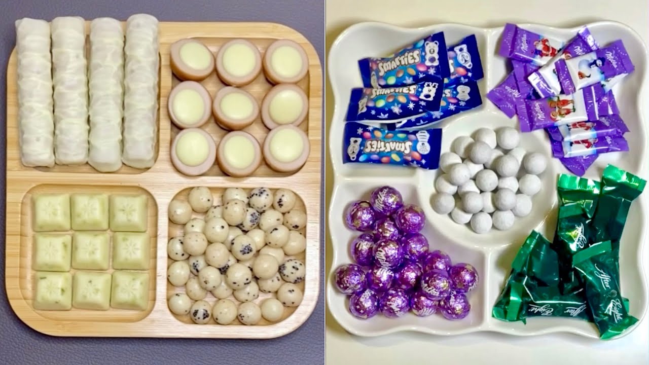 🍫✨ delicious white chocolates & crunchy yummy balls platter ASMR ✨🍫