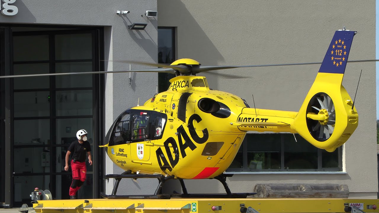 ADAC Luftrettung | Start Christoph 65 | Airbus H135 | D-HXCA | Flugplatz Dinkelsbühl Sinbronn
