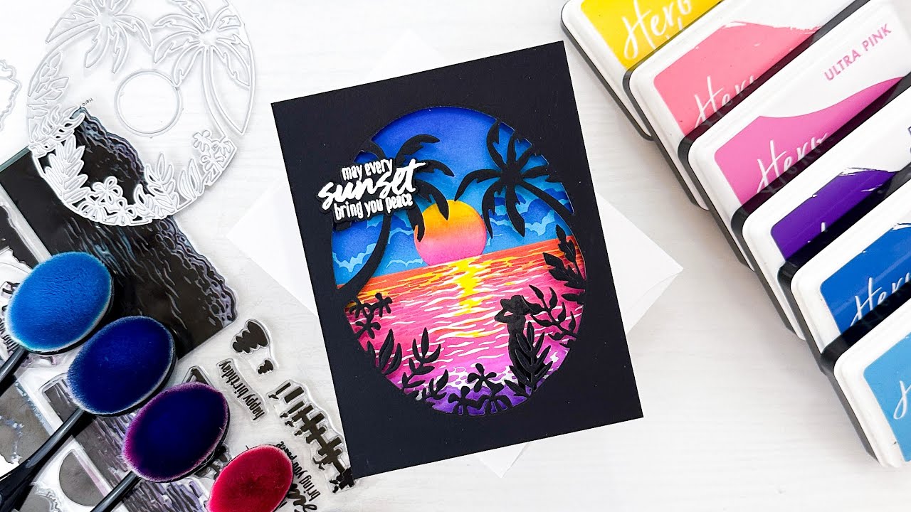 Sunset Beach Scene Featuring the June 2023 My Monthly Hero Classic Kit