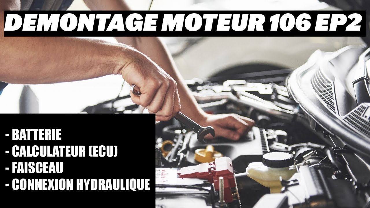 Dépose moteur  Peugeot 106  EP2 (batterie, faisceau, calculateur, ECU, circuit électrique)
