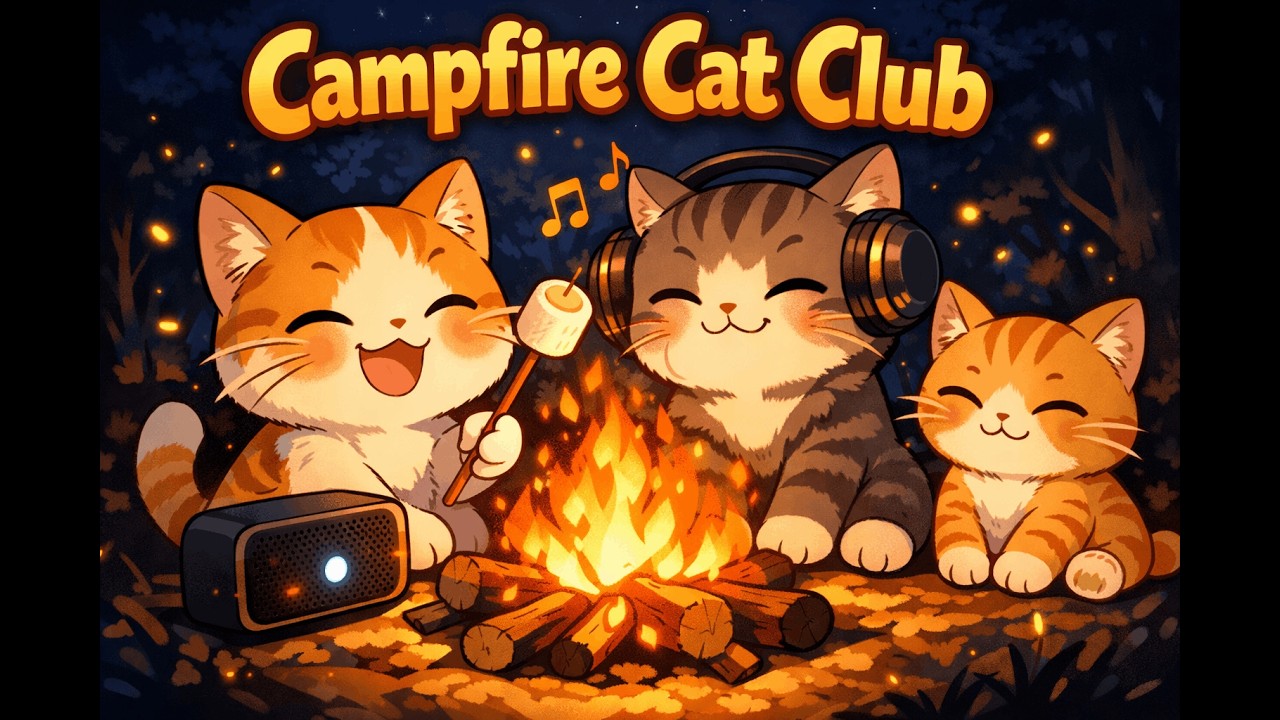 Campfire Cats 🔥 Cozy Lo-Fi Beats by the Fire | Relaxing Night Vibes