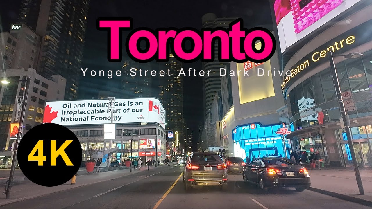 TORONTO NIGHTLIFE DRIVE | DOWNTOWN YONGE STREET | AFTER DARK | 4K UHD