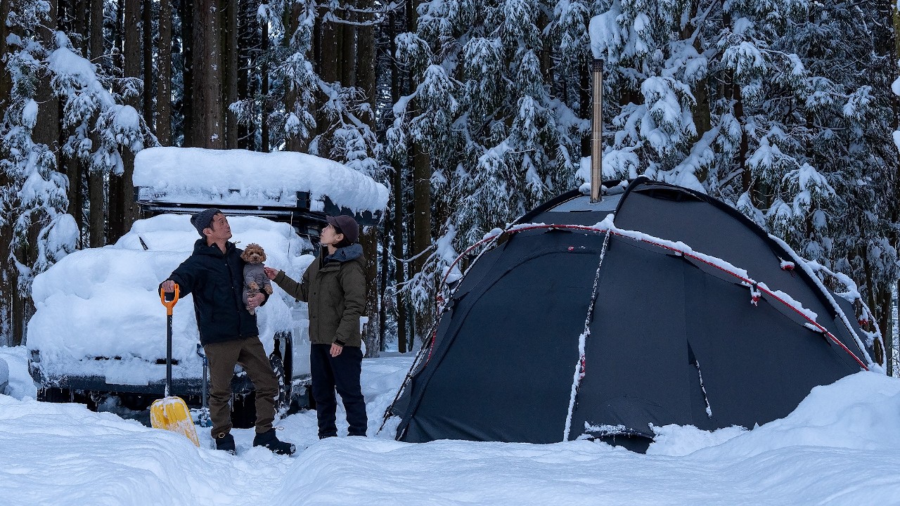 積雪50cmを超えた夜｜愛犬と過ごす雪中キャンプ｜camping in the snow