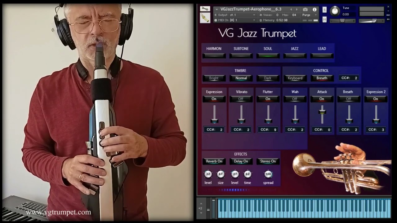 Roland Aerophone AE-30 Pro and VG Jazz Trumpet sound library. Brass and woodwind vst plugin.