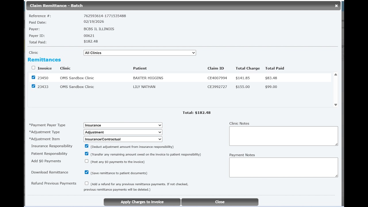 Mass Import Claim Remittances