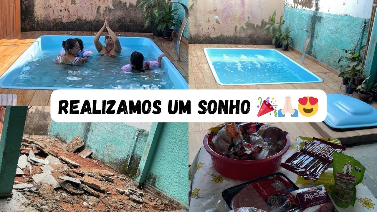 Instalação da nossa piscina do zero + primeiro churrasco de inauguração 🏊‍♀️🍗
