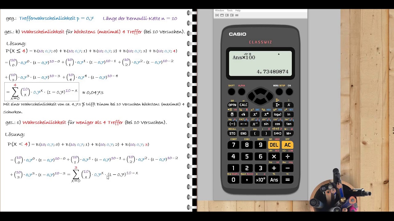 Beispielaufgabe: Formel von Bernoulli (CASIO fx-87DE)