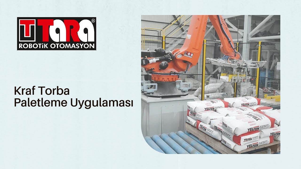 Yapı Kimyasalları Paletleme Robotu STRETCH HOOD Makinesi KUKA TARA Robotik