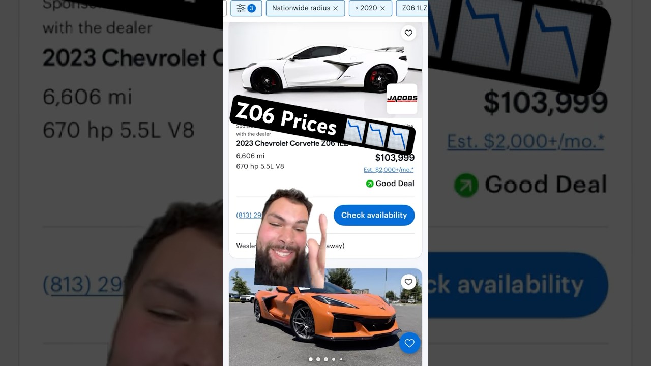 Ferrari I mean C8 Z06 Prices are looking enticing 👀😮&zwj;💨 #chevy #corvette #z06 #cartok