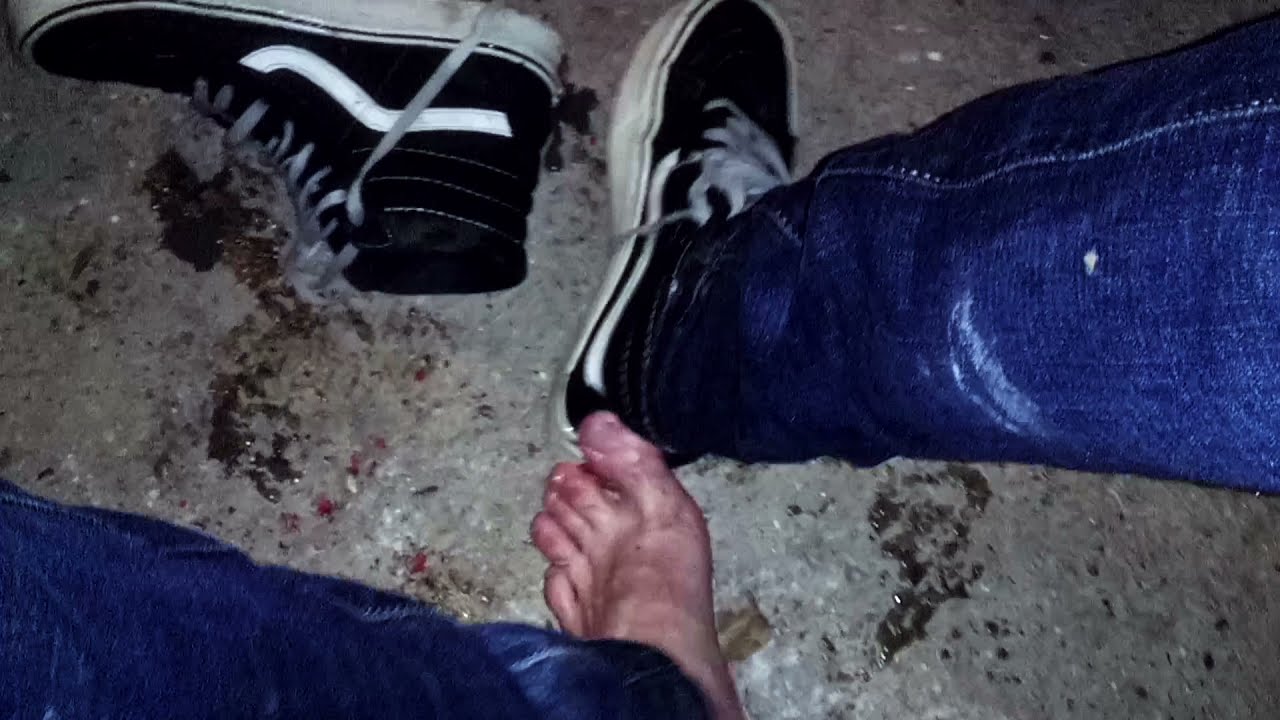 Completely wet and soaked trashed Vans shoes