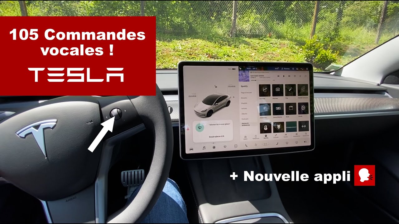 Tesla Model 3, S, X, Y : 105 commandes vocales dans mon appli