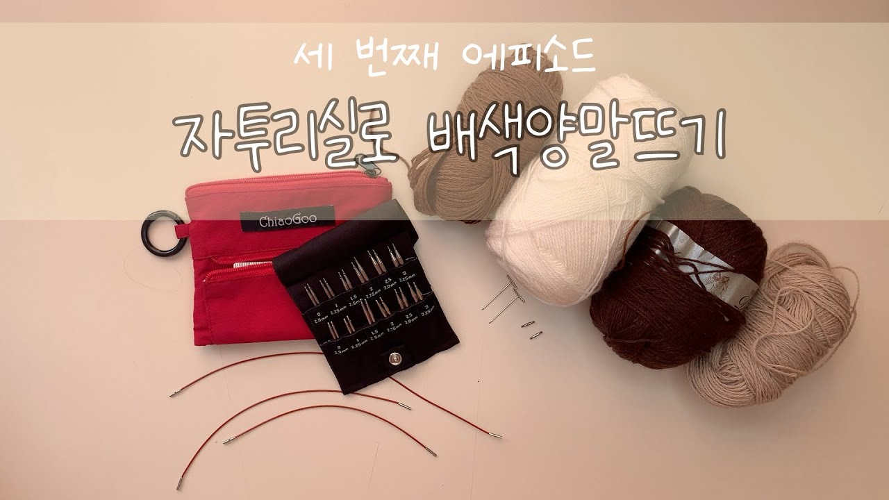 [세 번째]자투리실로 배색양말뜨기 브이로그-chiaogoo red shorties(치아오구 바늘 사용)