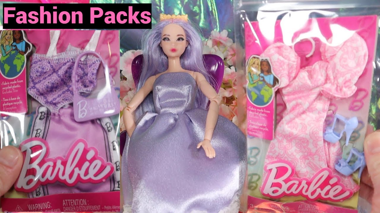 New Barbie Fashion Packs 2024 ~Purple crop top & Pink and White Dress~
