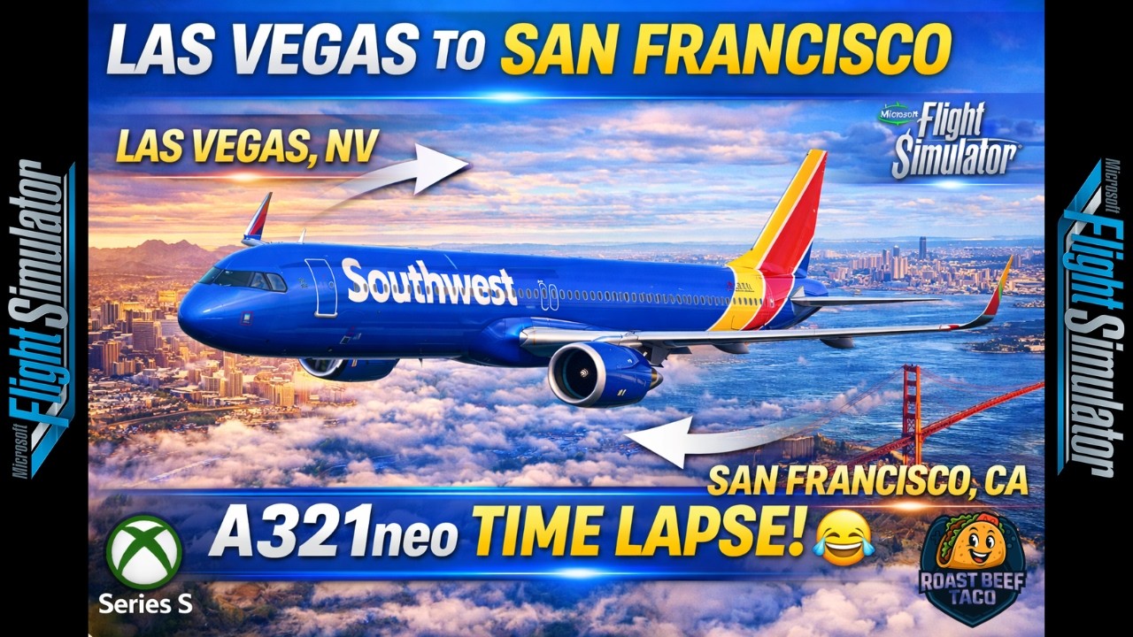 “Southwest” A321neo Timelapse 😂 | Las Vegas (KLAS) → San Francisco (KSFO) | MSFS 2020 Xbox Series S