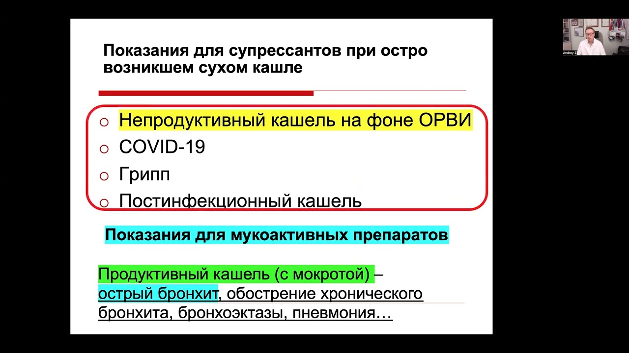 Кашель - от основ к клиническим примерам -  Зайцев Андрей Алексеевич