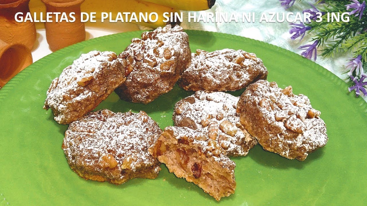 GALLETAS DE PLATANO SIN AZUCAR NI HARINA NI HUEVO VEGANAS