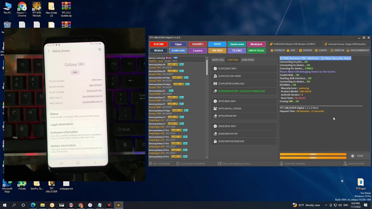 Samsung S8+ Bypass FRP By TFT UNLOCK Digital Best Tools One Click