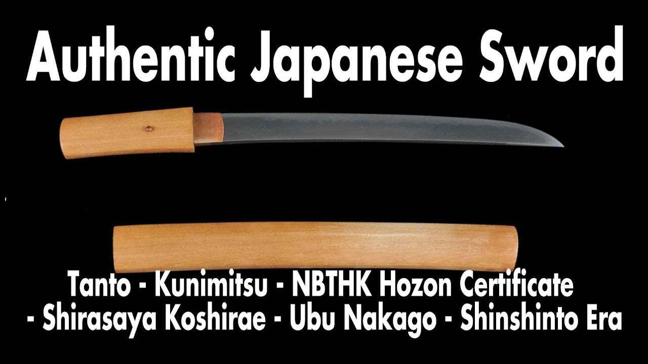 Tanto - Kunimitsu - NBTHK Hozon Certificate - Shirasaya Koshirae - Ubu Nakago - Shinshinto Era