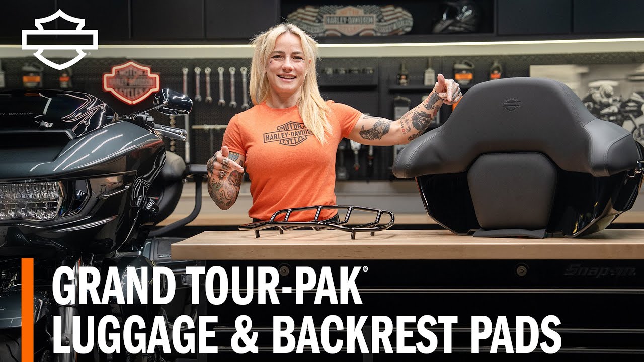 Обзор багажных систем, багажников и подушек для спинки мотоцикла Harley-Davidson Grand Tour-Pak