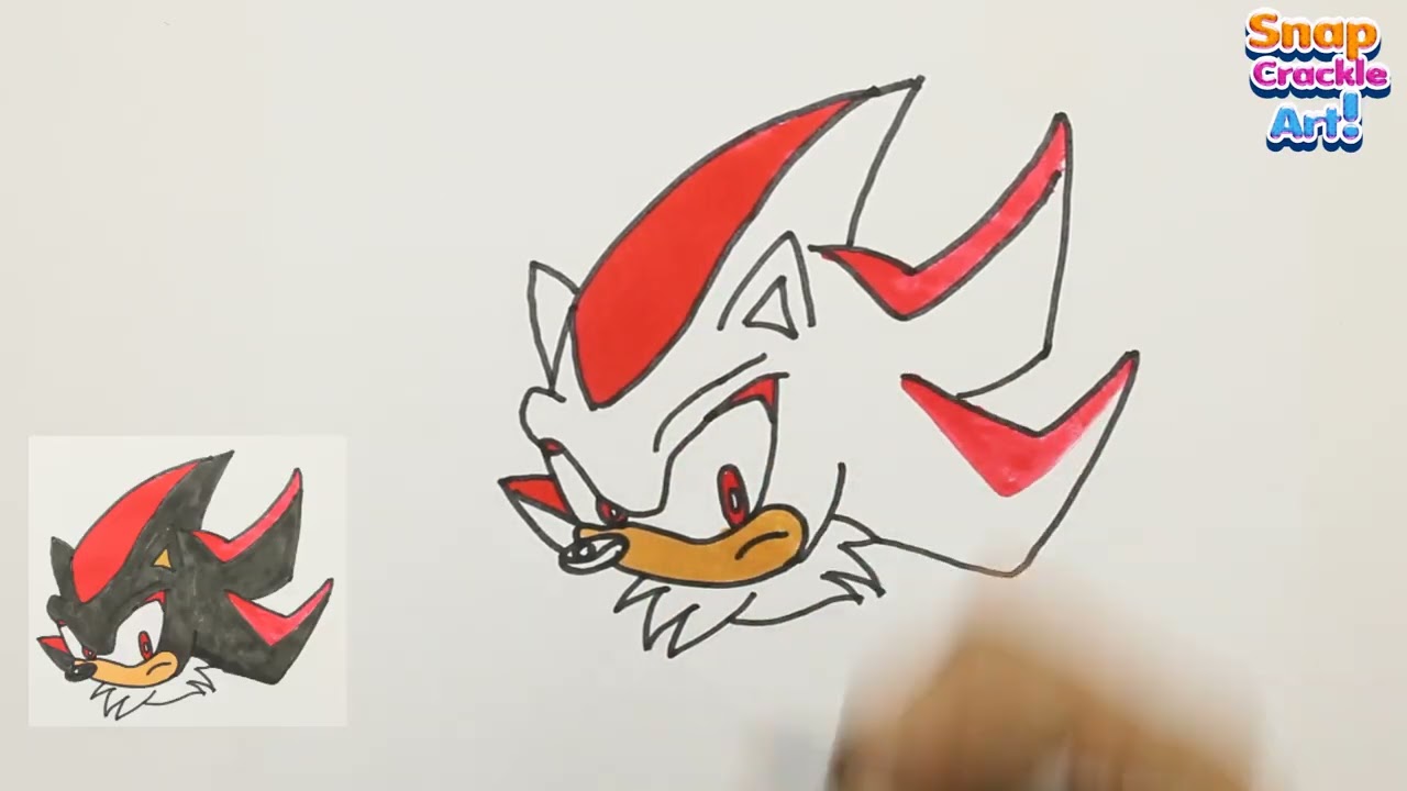 How to Draw Shadow the Hedgehog – Step-by-Step Cartoon Drawing Tutorial for Kids & Beginners! 🎨🖤✏️