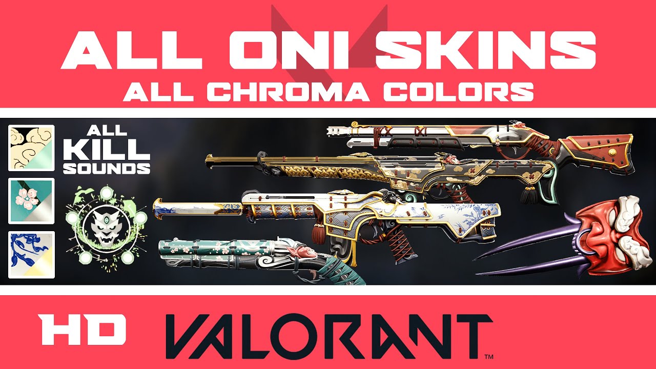 VALORANT Oni Skins Bundle | All CHROMA COLORS | HD Skin Collection Showcase