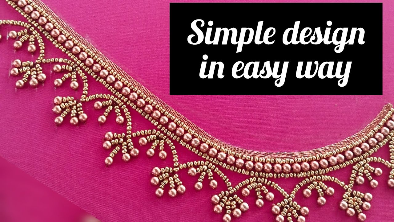 Simple aari design in easy way #simpledesign #aariwork #simpleaariwork #sugarbeads