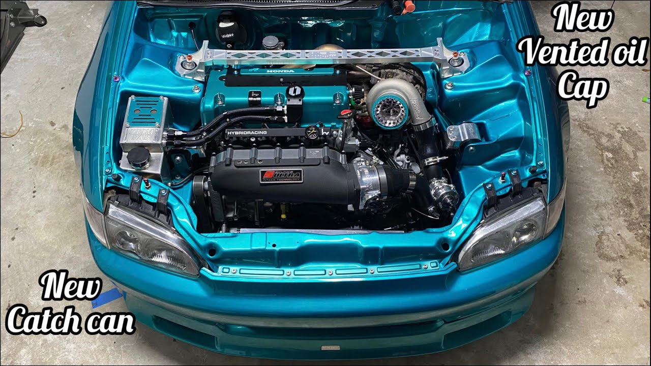 TURBO K20 CIVIC GETS NEW VENTED OIL CAP/CATCH CAN